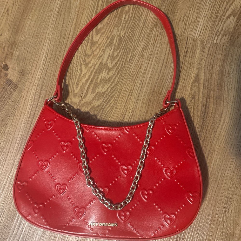 Red Quilted Heart Shoulder Bag